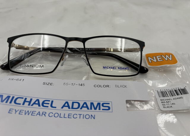 MICHAEL ADAMS MA-641 MEN'S EYEGLASSES FRAME & LENS TITANIUM 55-17-145 BLACK