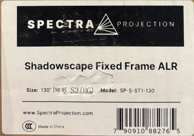 SPECTRA PROJECTION 130 SHADOWSCAPE FIXED FRAME ALR PROJECTOR SCREEN SP-S-ST1-130