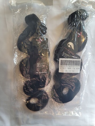 LOT OF 2 - 100% HUMAN UNPROCESSED NATURAL HAIR BROWN WAVY 16"