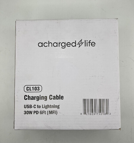 LOT OF 6 ACHARGEDLIFE PLTNM SERIES CHARGING CABLE USB-C TO FOR APPLE 6FT WHITE
