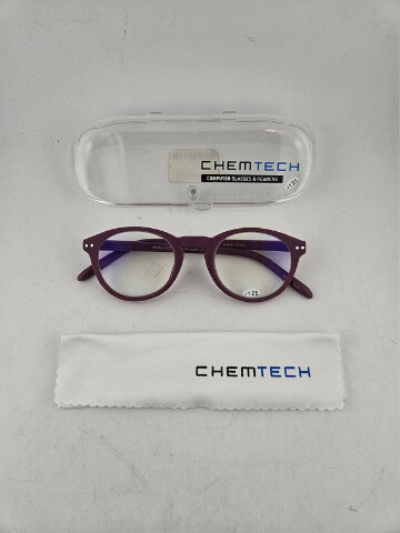 CHEM TECH 5007 JAMIE RASPBERRY 46-18-140 +1.25 EYEGLASSES