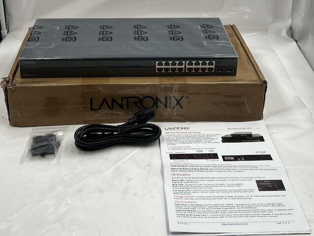 LANTRONIX SM16TAT2SA-VT 16-PORT GBE RJ45 + 2 -PORT SFP SMART MANAGED POE+SWITCH