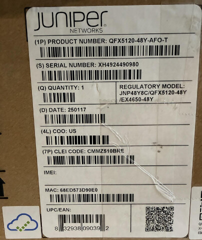 JUNIPER QFX5120-48Y QFX5120-48Y-AFO-T 48 PORT 3 LAYER ETHERNET SWITCH