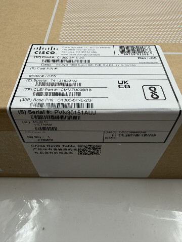 CISCO CATALYST 1300 C1300-8P-E-2G 8-PORT POE+ MANAGED SWITCH