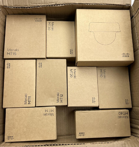 LOT OF 9 CISCO MERAKI MT SENSORS & MV12WE SECURITY CAMERA ALL UNCLAIMED