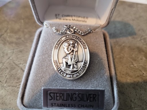 BLISS - STERLING SILVER ST CHRISTOPHER TRAVELERS/MOTORISTS PENDANT NECKLACE