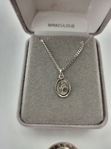 BLISS - STERLING SILVER MIRACULOUS SMALL PENDANT. 18" STAINLESS CHAIN 0205PLSS/18S