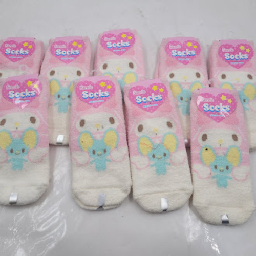 LOT OF 9 - SANRIO GIRLS ANKLE SOCKS PINK MOUSE CARTOON US SOCK SIZE 9&ndash;11