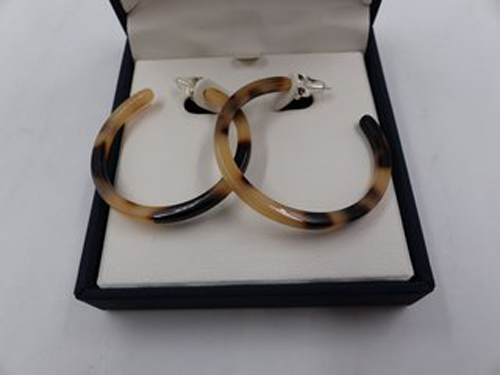 ARGENTO VIVO HOOP EARRINGS TORTOISE SHELL AND STERLING SILVER