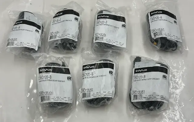 LOT OF 7 INVUE DBD120 DBD120J51 BLACK ONE65 ANGLED POWER CORDED SECURITY STANDS