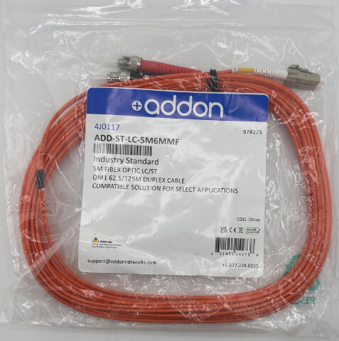 ADDON NETWORKS ADD-ST-LC-5M6MMF DUPLEX 5M FIBER OPTIC ST/LC OM1 62.5/125M CABLE