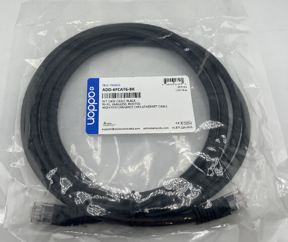 ADDON NETWORKS ADD-6FCAT6-BK RJ-45 HIGH PERFORMANCE ETHERNET BLACK CABLE