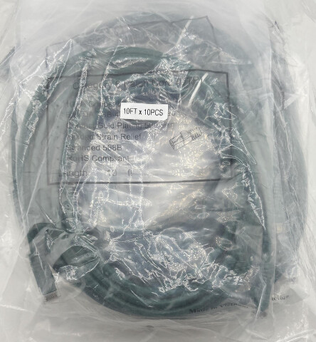 LOT OF 10 CATEGORY 6 CAT6 PATCH CORD 10FT NETWORKING CABLES STRANDED 568B GREEN