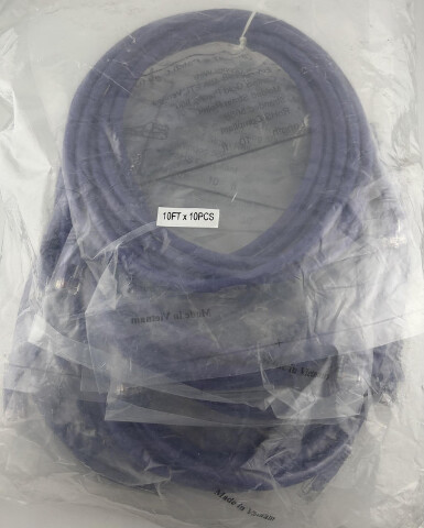 LOT OF 10 CATEGORY 6 CAT6 PATCH CORD 10FT NETWORKING CABLES STRANDED 568B PURPLE