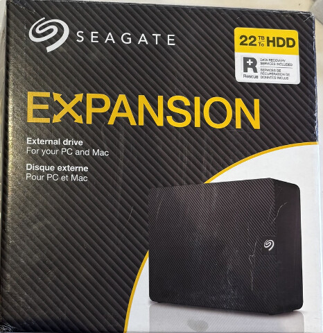 SEAGATE 3JSAP7-500 BLACK EXPANSION 22TB USB 3.0 EXTERNAL HARD DRIVE HDD