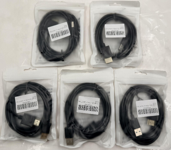 LOT OF 5 ZNOOGRN USB TO HDMI USB-A ADAPTER BLACK 6.6 FOOT MALE TO MALE CABLES