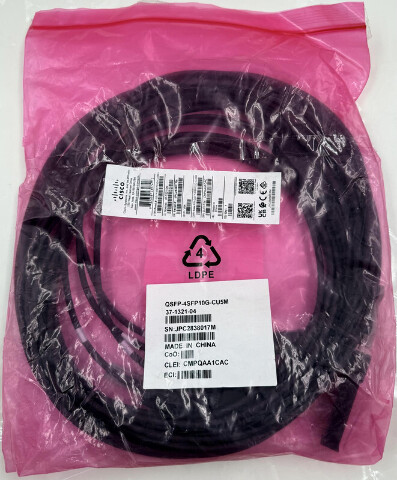 CISCO QSFP-4SFP10G-CU5M 37-1321-04 QSFP - 4XSFP10G PASSIVE COPPER BREAKOUT CABLE