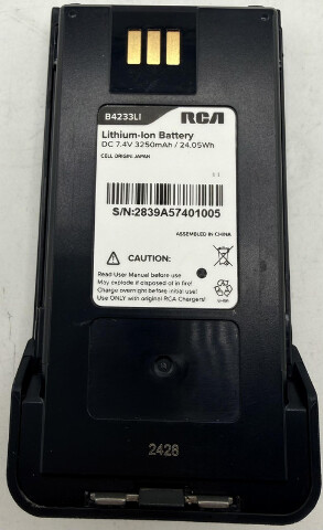 RCA B4233LI 3250MAH LITHIUM BATTERY FOR RDR42X0 SERIES HANDHELD TWO-WAY RADIOS
