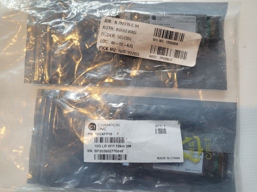 LOT OF 2 - CHAMPION ONE 10GXFP10 XFP 10G LR 10KM SM TRANCIEVER MODULES