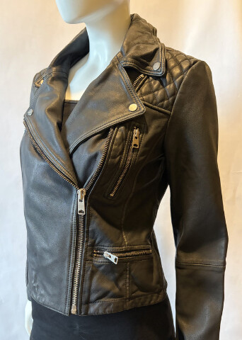 ALL SAINTS W085LB CARGO LEATHER BIKER JACKET WOMENS SIZE US 6