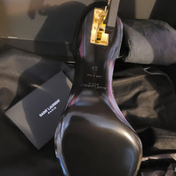 SAINT LAURENT OPYUM SANDALS 8.0 IN PATENT LEATHER WITH A GOLD-TONED HEEL