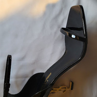 SAINT LAURENT OPYUM SANDALS 8.0 IN PATENT LEATHER WITH A GOLD-TONED HEEL