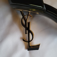 SAINT LAURENT OPYUM SANDALS 8.0 IN PATENT LEATHER WITH A GOLD-TONED HEEL