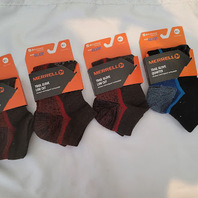 LOT OF 4 PAIRS - MERRELL MEMF17E002-01 UNISEX TRAIL GLOVE SOCKS  MULTI COLOR SIZE M/L