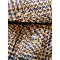 ERMENEGILDO ZEGNA TAN PLAID MENS BLAZER 114290 US MENS SIZE 48 EURO 58