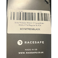 RACESAFE MOTION3 BLACK MEDIUM TALL/REGULAR YOUNG RIDER BODY PROTECTIVE VEST