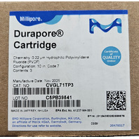 QTY 3 MILLIPORE DURAPORE CARTRIDGE 0.22UM HYDROPHILIC PVDF 10" CODE 7 CVGL71TP3