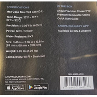 ANOVA PRECISION COOKER PRO 1200W ELECTRIC SOUS VIDE WI-FI /BLUETOOTH  AN600-US00