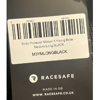 RACESAFE MOTION3 BLACK MEDIUM LONG YOUNG RIDER BODY PROTECTOR VEST M3YMLONGBLACK