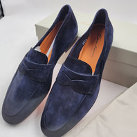 SANTONI CARLOS-P-EAAU60 BLUE MENS US 11 UK 10 SUEDE LOAFERS MCNC18837SA4SEAAU60