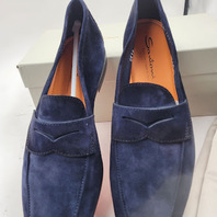 SANTONI CARLOS-P-EAAU60 BLUE MENS US 11 UK 10 SUEDE LOAFERS MCNC18837SA4SEAAU60
