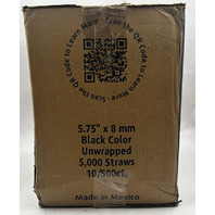 STRAWFISH BLACK COLORED 5000 JUMBO COCKTAIL STRAWS 10 BAGS OF 500 5.75 INCH 8MM