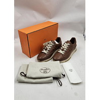 HERMÈS H191395ZH20440 TRAIL CALF SKIN SNEAKERS GOLD / BROWN US 11 EU 44