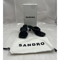 SANDRO LIULA TOE-POST MULES BLACK KITTEN HEELS H23LIULA SFACH01048 SIZE 5 EU 35