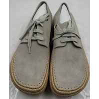 LOEWE RIO LACE-UP M526284X01 MENS 12 EU 45 LIGHT GREY SUEDE AND RAFFIA SHOES