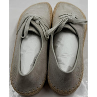 LOEWE RIO LACE-UP M526284X01 MENS 12 EU 45 LIGHT GREY SUEDE AND RAFFIA SHOES