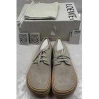 LOEWE RIO LACE-UP M526284X01 MENS 12 EU 45 LIGHT GREY SUEDE AND RAFFIA SHOES