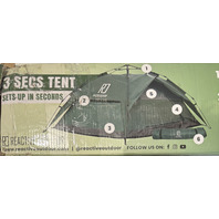 REACTIVE OUTDOOR 3ST-L-DL LARGE-SIZED 3 SECS TENT DL GREEN EASY SET UP TENT
