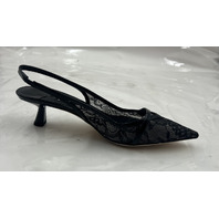 JIMMY CHOO AMITA 45 LACE AND SPAZZOLATO PUMPS BLACK HEELS SIZE 6.5 EU 36.5