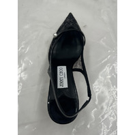 JIMMY CHOO AMITA 45 LACE AND SPAZZOLATO PUMPS BLACK HEELS SIZE 6.5 EU 36.5