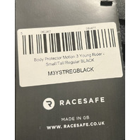 RACESAFE MOTION3 BLACK SMALL TALL/REGULAR YOUNG RIDER BODY PROTECTIVE VEST
