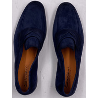 SANTONI CARLOS-P-EAAU60 BLUE MENS US 9.5 UK8.5 SUEDE LOAFERS MCNC18837SA4SEAAU60