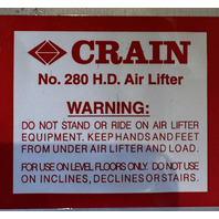 CRAIN HEAVY DUTY 280 H.D. AIR LIFTER 120 VAC 60HZ 12 A 115 CFM