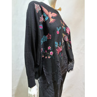 JOHNNY WAS WOMEN'S LACE OVERSIZED PULLOVER PENELLOPE M65525 SZ L-XL MSRP:$428