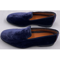 SANTONI SMOOTH-NVLU65 BLUE MENS US 10.5 U9.5 VELVET LOAFERS MGAR18983OOTKNVLUS65