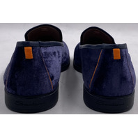 SANTONI SMOOTH-NVLU65 BLUE MENS US 10.5 U9.5 VELVET LOAFERS MGAR18983OOTKNVLUS65